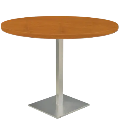 SQC 500 - 13 stůl kulatý, deska pr.800 mm olše jantar (síla 25 mm), noha broušený nerez